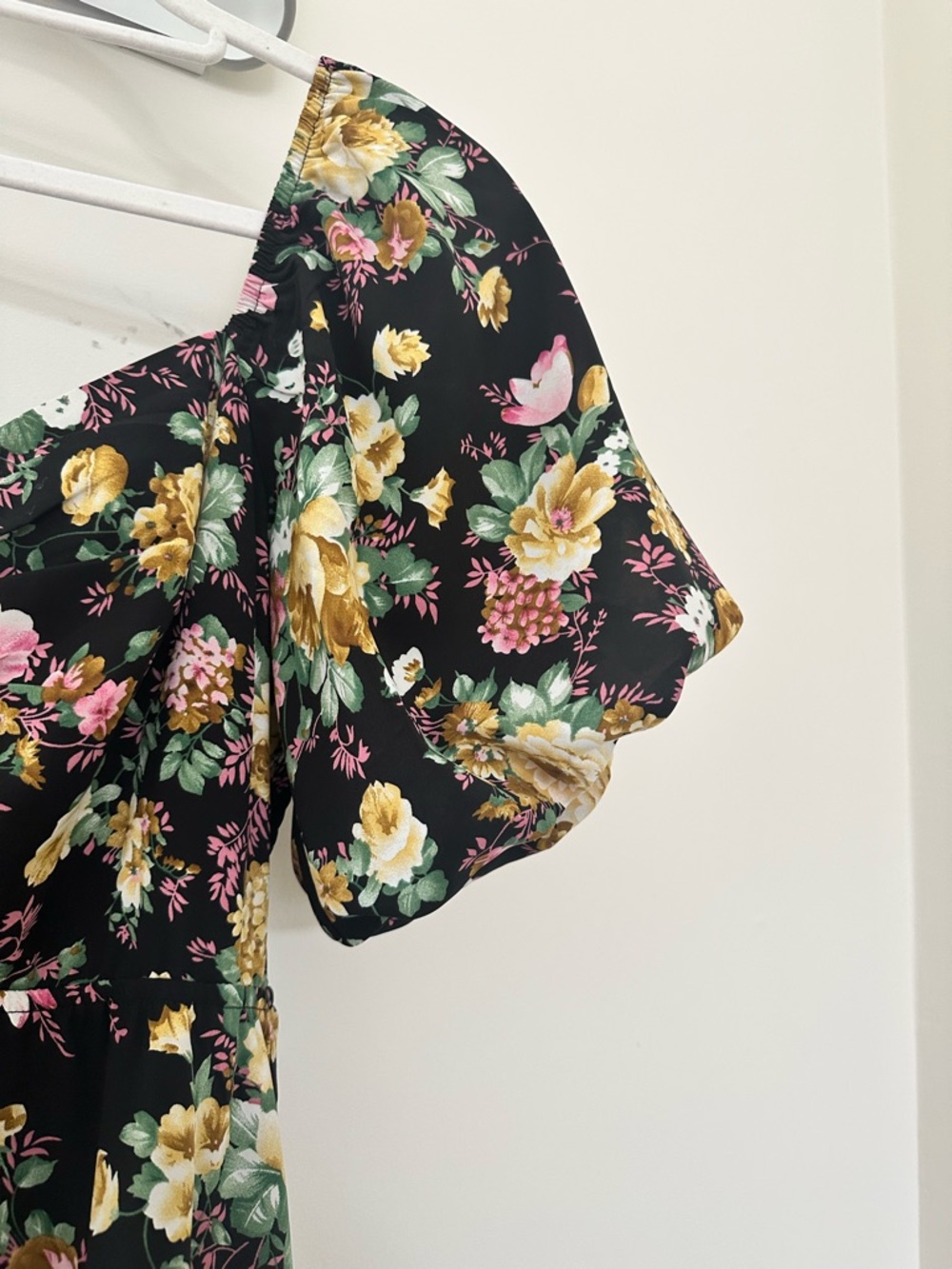 Floral Tiered Maxi Dress in Black with Pink & Cream Blooms (never worn) - Picture 5 of 7